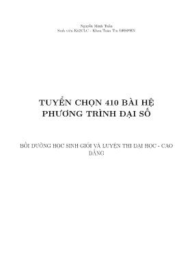Tuyển chọn 410 bài hệ phương trình đại số